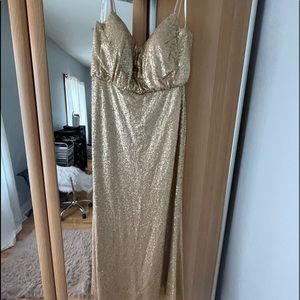 Bari Jay Gold Sequin Dress Size: 20